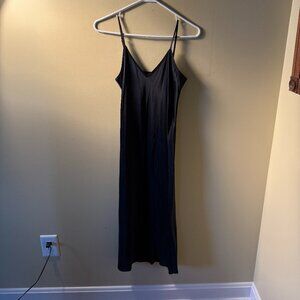 Quince Black 100% Washable Silk Maxi Slip Dress